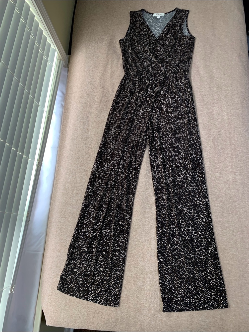 Ellen Tracy Black Sleeveless Wrap Jumpsuit